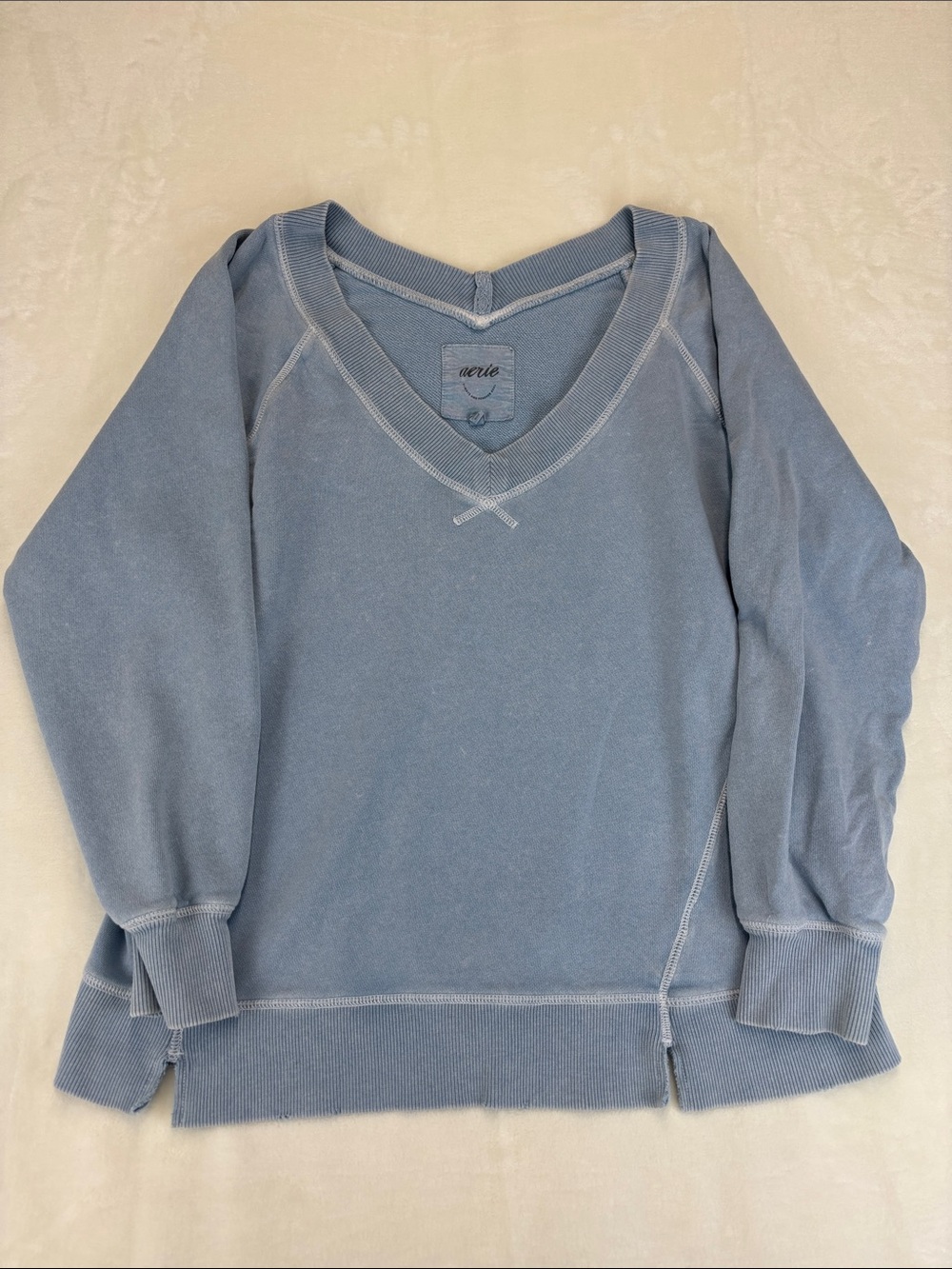 AERIE Blue V-neck Sweatshirt Size XS